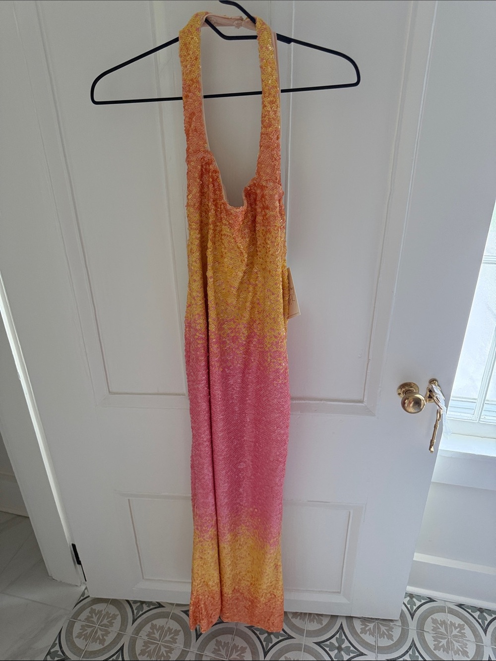Show Me Your MuMu Pink and Yellow Ombre Halter Maxi Dress